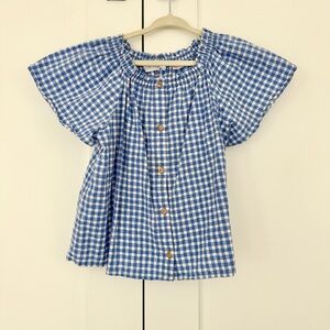 Kids Zara Blue & White Gingham Button-Front Top